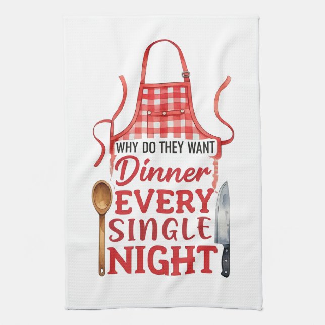 Funny Kitchen Apron Design Tea Towel (Vertical)