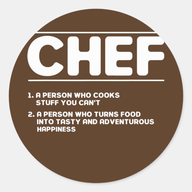 Funny Kitchen Chef Definition  Classic Round Sticker (Front)