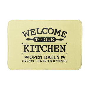 Funny kitchen cooking word art  bath mat