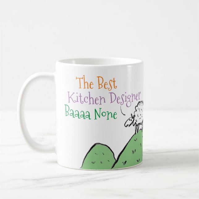 Funny Kitchen Designer Sheep Best Baaa None Coffee Mug (Left)