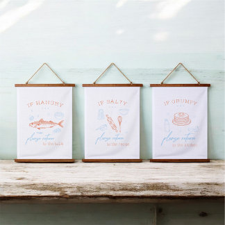 Funny Kitchen Humour Foodie Quote Poster Set Hanging Tapestry