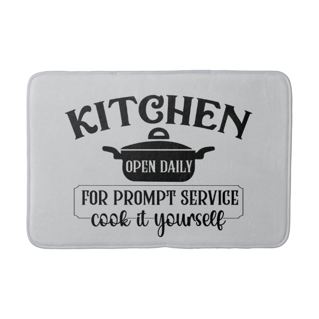 Funny kitchen open word art bath mat (Front)
