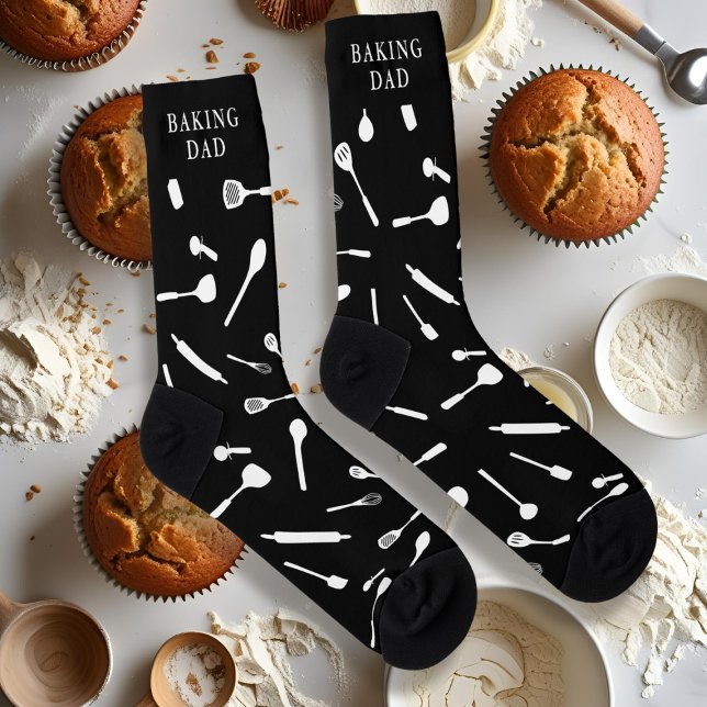 Funny Kitchen Tool Pattern Baking Dad Socks (Fun socks for the Baking Dad in your life!)