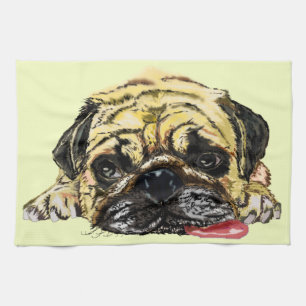 Funny Kitchen Towel with Pug Dog - Your Colours