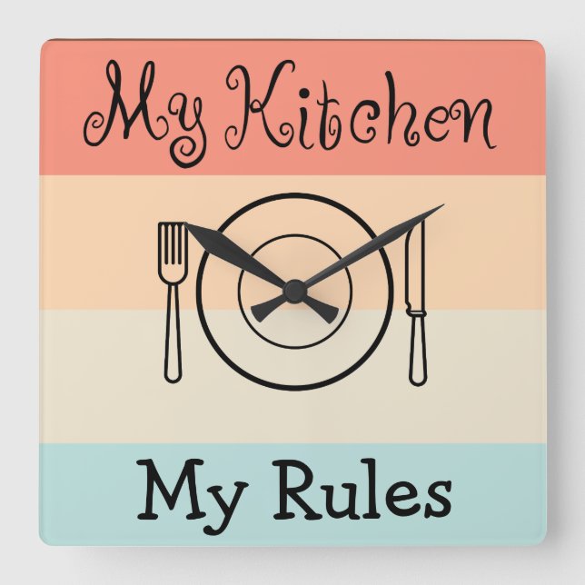 Funny Kitchen Wall Decor Square Wall Clock (Front)