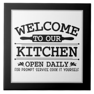 Funny kitchen welcome word art  ceramic tile