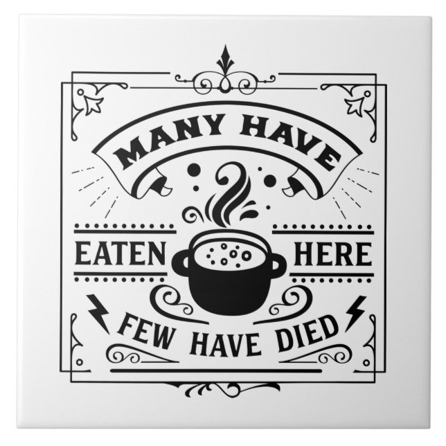 funny kitchen word art ceramic tile (Front)