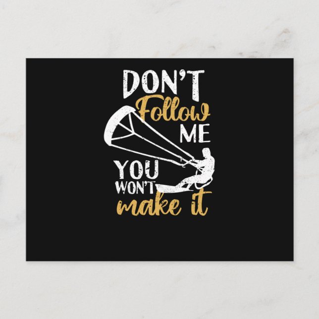 Funny Kitesurfer Kiteboard Don't Follow Me You Postcard (Front)