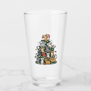 Funny Kitten Christmas Tree Cat Pet Animal Lover Glass