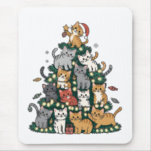 Funny Kitten Christmas Tree Cat Pet Animal Lover Mouse Pad