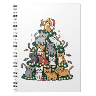 Funny Kitten Christmas Tree Cat Pet Animal Lover Notebook