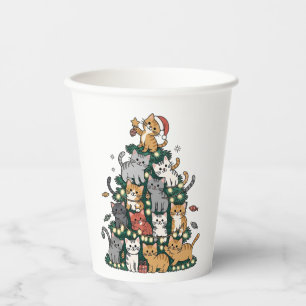 Funny Kitten Christmas Tree Cat Pet Animal Lover Paper Cups