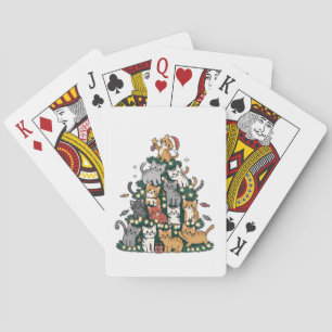Funny Kitten Christmas Tree Cat Pet Animal Lover Playing Cards