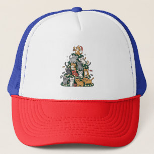 Funny Kitten Christmas Tree Cat Pet Animal Lover  Trucker Hat