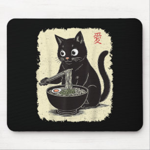 Funny Kitten Eating Ramen Japanese Kawaii Anime Ca Mouse Pad
