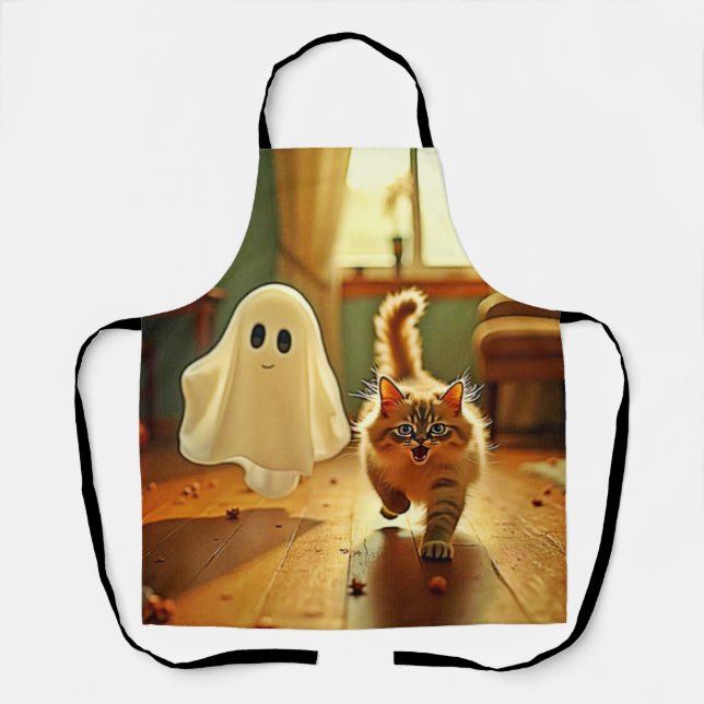 Funny Kitten Spooky Friend Apron (Front)