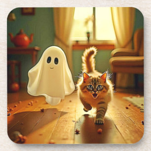 Funny Kitten Spooky Friend Coaster