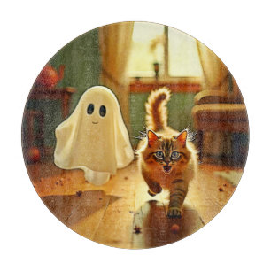 Funny Kitten Spooky Friend Cutting Board