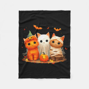 Funny Kitten Witch Y Halloween Pumpkin Cat Hallowe Fleece Blanket