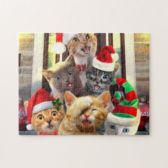 Funny kittens in Christmas Day Jigsaw Puzzle (Horizontal)