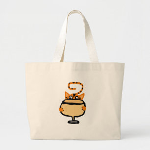 Funny Kitty Cat Drinking White Wine Large Tote Bag