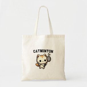 Funny Kitty Cat Playing Badminton Lover Tote Bag