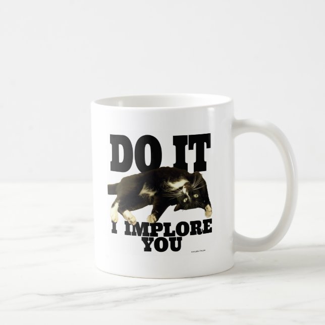 Funny Kitty Implores You Photo Humour Coffee Mug (Right)