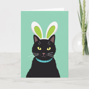 Funny Kitty Rabbit Ears Card