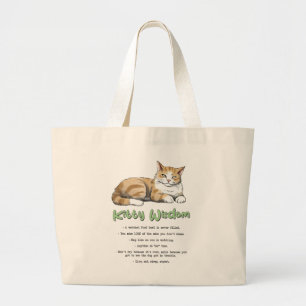 Funny Kitty Wisdom Large Tote Bag