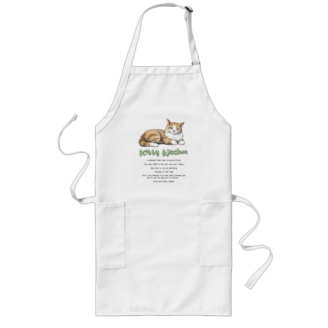 Funny Kitty Wisdom Long Apron (Front)