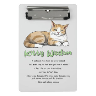 Funny Kitty Wisdom Mini Clipboard