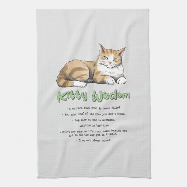 Funny Kitty Wisdom Tea Towel (Vertical)