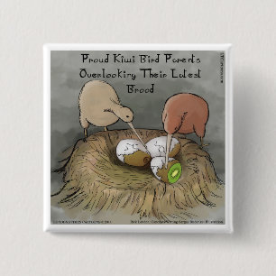 Funny Kiwi Birds Tending Their Fruit 15 Cm Square Badge
