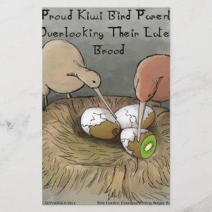 Funny Kiwi Birds Tending Their Fruit Stationery