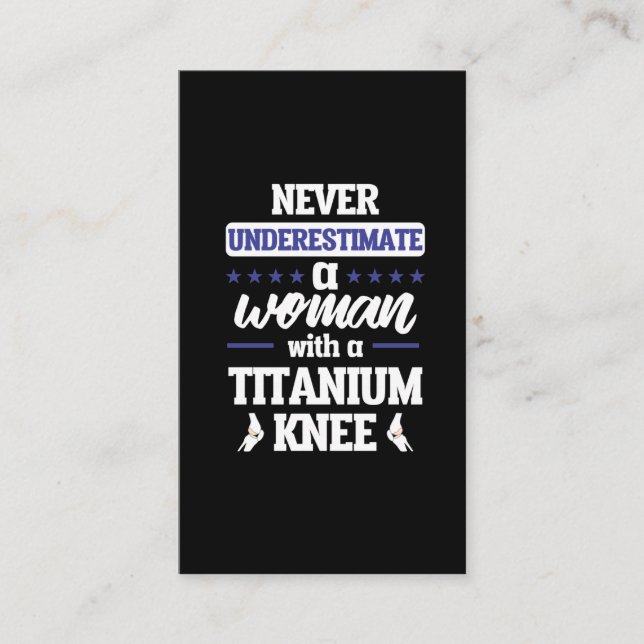 Funny Knee Replacement Woman Surgery Recovery Gift Business Card (Front)