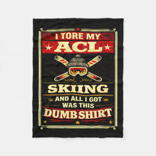 Funny knee surgery tore acl skiing recovery graphi fleece blanket