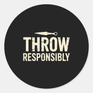 Funny Knife Throwing Classic Round Sticker