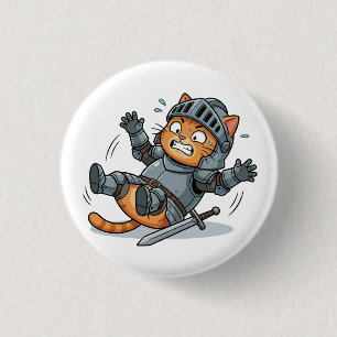 Funny Knight Cat Button