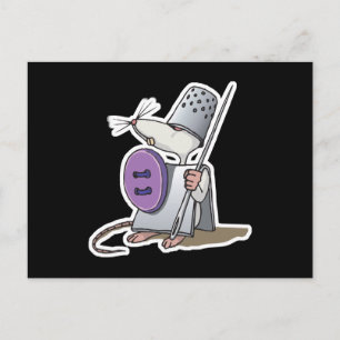 funny knight warrior mouse postcard