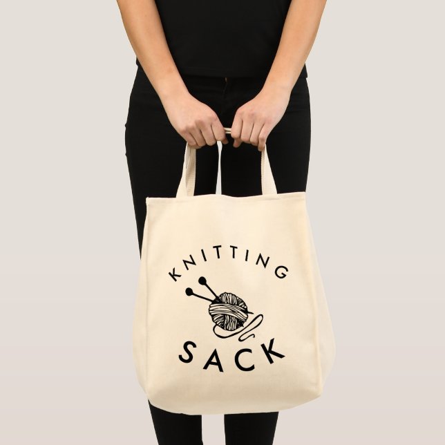 Funny Knitting Ball Sack Tote Bag (Front (Product))