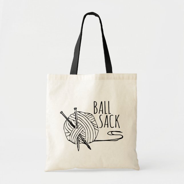 Funny Knitting Ball Sack Tote Bag (Front)