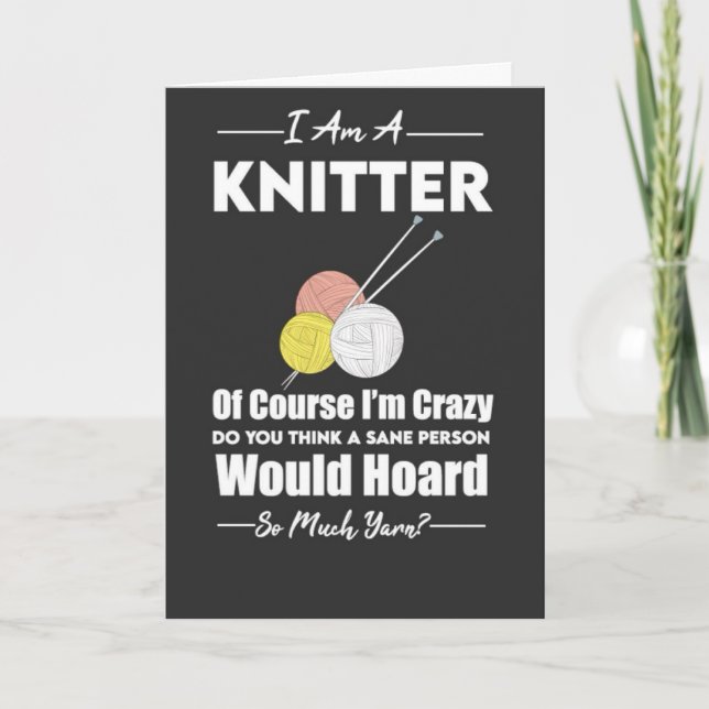 Funny Knitting Cards Yarn Wool Knitter For Her (Front)