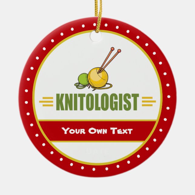Funny Knitting Ceramic Ornament (Front)