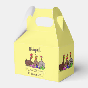 Funny knitting chickens cartoon illustration favour box