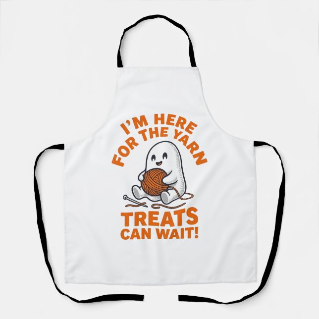 Funny Knitting Ghost Vintage Engraving Design_1 Apron (Front)