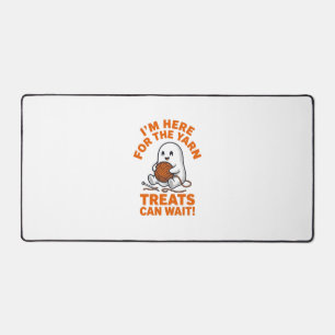 Funny Knitting Ghost Vintage Engraving Design_1 Desk Mat