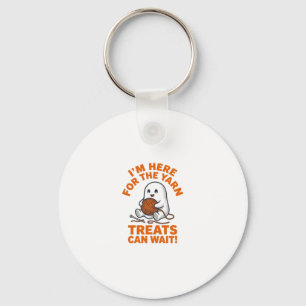 Funny Knitting Ghost Vintage Engraving Design_1 Key Ring