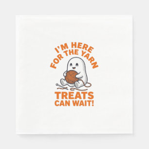 Funny Knitting Ghost Vintage Engraving Design_1 Napkin