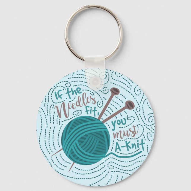Funny Knitting Knitter Yarn Needles Humour Key Ring (Front)