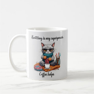 Funny Knitting Mug Superpower Cat